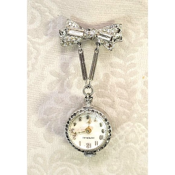 Stunning womens Swiss Imperial 17 jewel self-winding Ball brooch Pin Vintage